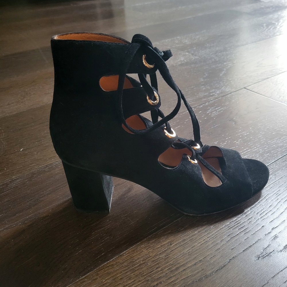 Coach Suede Lace Up Black Sandals Womens Size 8